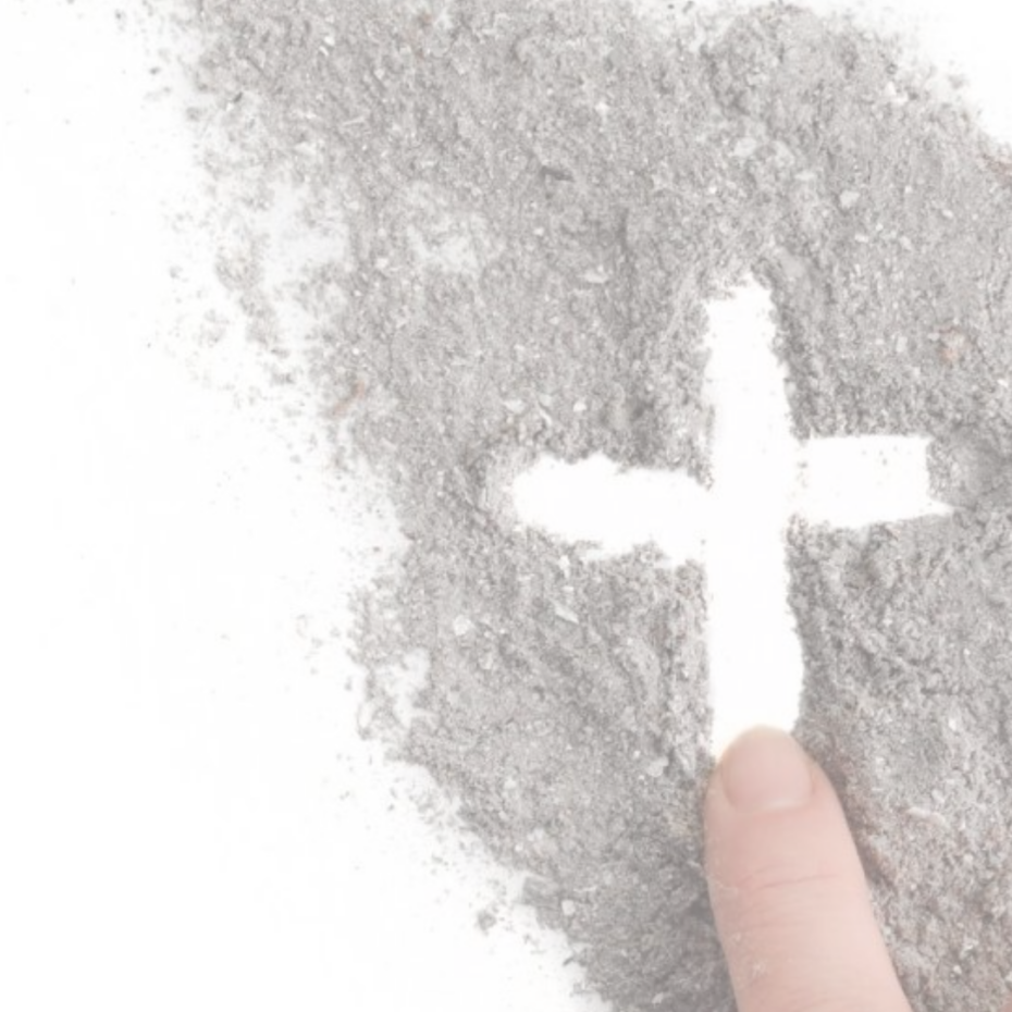 Ash Wednesday, drawing a cross in the dust