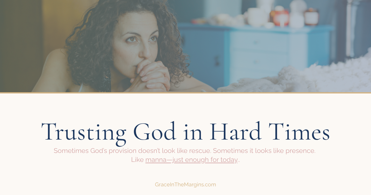 A woman praying and trusting God in hard times